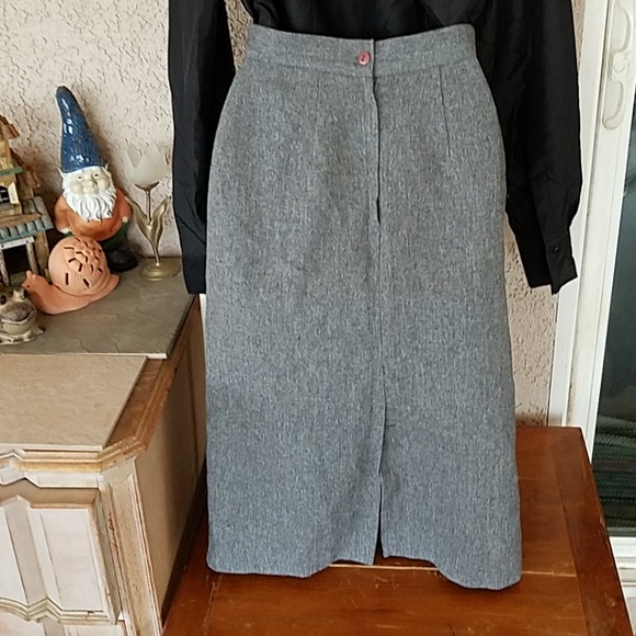 VINTAGE 80's wool blend pencil skirt sz 4 - Picture 3 of 4
